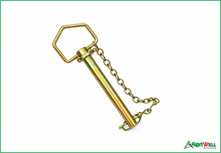 foldover handle hitch pins with chain and clip