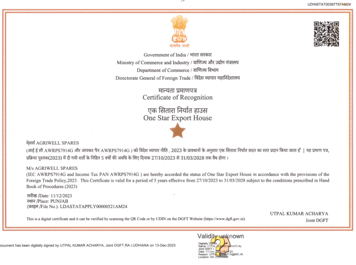 About Agriwell Spares,India